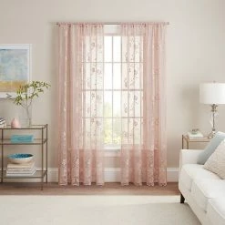 Waverly Sherry Floral Lace Sheer Rod Pocket Window Curtain Panel Blush -Waverly Shop unnamed file 10