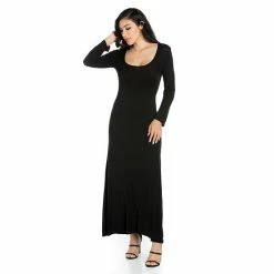 Women's 24seven Comfort Apparel Scoopneck Long Sleeve Maxi Dress Red -Waverly Shop unnamed file 1008