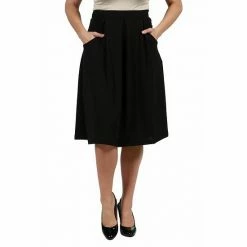 Plus Size 24Seven Comfort Apparel Long Pleated A-Line Skirt Navy -Waverly Shop unnamed file 1029