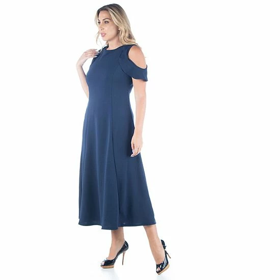 Plus Size 24seven Comfort Apparel Ruffle Cold Shoulder A-Line Maxi Dress Green 3 Plus Size 24seven Comfort Apparel Ruffle Cold Shoulder A-Line Maxi Dress Green - Image 3