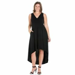 Plus Size 24seven Comfort Apparel High-Low Party Dress With Pockets Red
