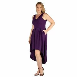 Plus Size 24seven Comfort Apparel High-Low Party Dress With Pockets Red -Waverly Shop unnamed file 1042