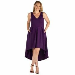 Plus Size 24seven Comfort Apparel High-Low Party Dress With Pockets Red -Waverly Shop unnamed file 1045