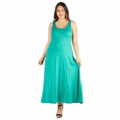 Plus Size 24seven Comfort Apparel Simple A-Line Tank Maxi Dress Gray -Waverly Shop unnamed file 1061