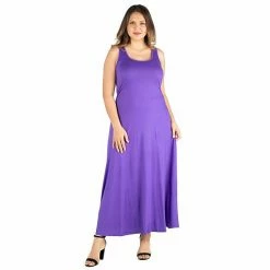 Plus Size 24seven Comfort Apparel Simple A-Line Tank Maxi Dress Gray -Waverly Shop unnamed file 1063