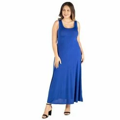 Plus Size 24seven Comfort Apparel Simple A-Line Tank Maxi Dress Gray -Waverly Shop unnamed file 1064