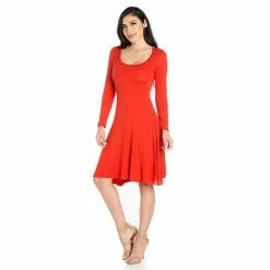 Women's 24seven Comfort Apparel Classic Scoopneck Long Sleeve Flared Mini Dress -Waverly Shop unnamed file 1068