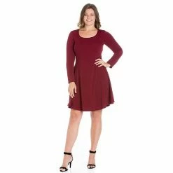 Plus Size 24seven Comfort Apparel Long Sleeve Knee Length Skater Dress Purple 11 Plus Size 24seven Comfort Apparel Long Sleeve Knee Length Skater Dress Purple -Waverly Shop unnamed file 1095