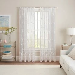 Waverly Sherry Floral Lace Sheer Rod Pocket Window Curtain Panel Blush -Waverly Shop unnamed file 11