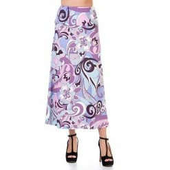 Women's 24Seven Comfort Apparel Casual Ankle Length Maxi Skirt Purple Lilac