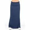 Women's 24Seven Comfort Apparel Foldover Maxi Skirt Navy
