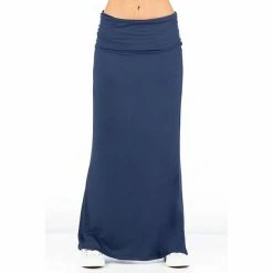Women's 24Seven Comfort Apparel Foldover Maxi Skirt Navy