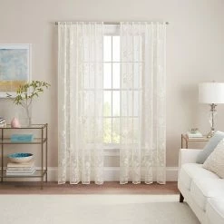 Waverly Sherry Floral Lace Sheer Rod Pocket Window Curtain Panel Blush -Waverly Shop unnamed file 12