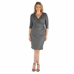 Plus Size 24seven Comfort Apparel Knee Length V-Neck Dress Black 13 Plus Size 24seven Comfort Apparel Knee Length V-Neck Dress Black -Waverly Shop unnamed file 1218