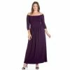 Plus Size 24seven Comfort Apparel Off Shoulder Maxi Dress Purple