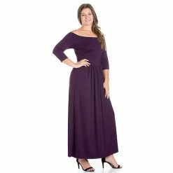 Plus Size 24seven Comfort Apparel Off Shoulder Maxi Dress Purple -Waverly Shop unnamed file 1228