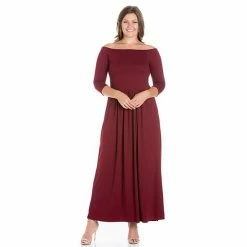 Plus Size 24seven Comfort Apparel Off Shoulder Maxi Dress Purple -Waverly Shop unnamed file 1230