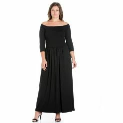 Plus Size 24seven Comfort Apparel Off Shoulder Maxi Dress Purple -Waverly Shop unnamed file 1232