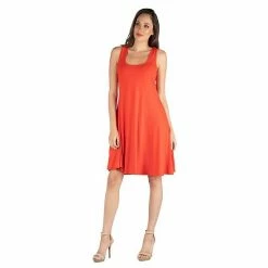 Women's 24seven Comfort Apparel Sleeveless A-Line Fit And Flare Dress Orange 19 Women's 24seven Comfort Apparel Sleeveless A-Line Fit And Flare Dress Orange -Waverly Shop unnamed file 1242