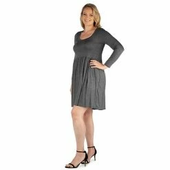 Plus Size 24seven Comfort Apparel Casual Long Sleeve Pleated Dress Gray 10 Plus Size 24seven Comfort Apparel Casual Long Sleeve Pleated Dress Gray -Waverly Shop unnamed file 1245