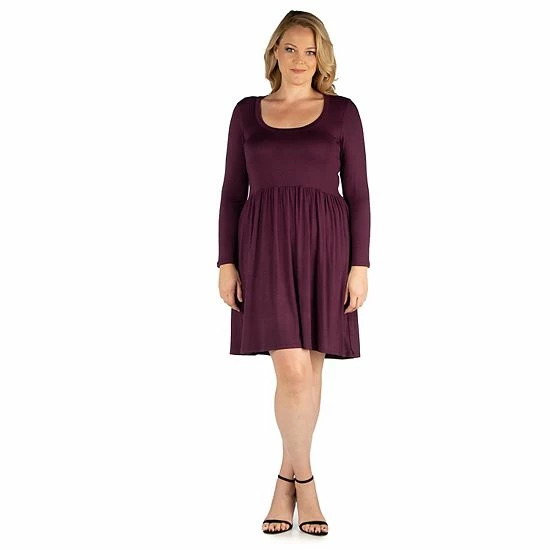 Plus Size 24seven Comfort Apparel Casual Long Sleeve Pleated Dress Gray 5 Plus Size 24seven Comfort Apparel Casual Long Sleeve Pleated Dress Gray - Image 5