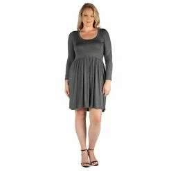 Plus Size 24seven Comfort Apparel Casual Long Sleeve Pleated Dress Gray 15 Plus Size 24seven Comfort Apparel Casual Long Sleeve Pleated Dress Gray -Waverly Shop unnamed file 1250