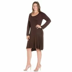 Plus Size 24seven Comfort Apparel Long Sleeve Flared Mini Dress -Waverly Shop unnamed file 1258