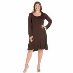 Plus Size 24seven Comfort Apparel Long Sleeve Flared Mini Dress -Waverly Shop unnamed file 1260