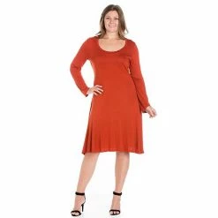 Plus Size 24seven Comfort Apparel Long Sleeve Flared Mini Dress -Waverly Shop unnamed file 1261