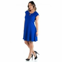 Plus Size 24seven Comfort Apparel Keyhole Neck Fit And Flare Dress Black -Waverly Shop unnamed file 1280