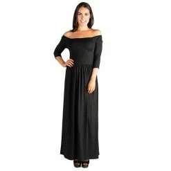 Women's 24seven Comfort Apparel Off-The-Shoulder Pleated Maxi Dress Purple
