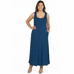 Plus Size 24seven Comfort Apparel Sleeveless Tank Maxi Dress With Pockets Black -Waverly Shop unnamed file 1295