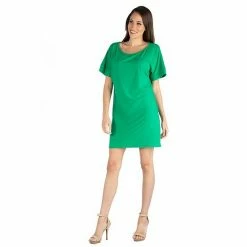 Women's 24seven Comfort Apparel Boatneck Loose Fit T-Shirtdress Black -Waverly Shop unnamed file 1305