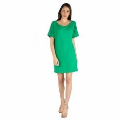 Women's 24seven Comfort Apparel Boatneck Loose Fit T-Shirtdress Black -Waverly Shop unnamed file 1310