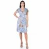 Women's 24Seven Comfort Apparel Floral Print Empire Waist Flowy Knee Length Dress