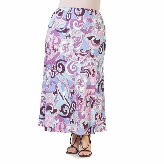 Plus Size 24Seven Comfort Apparel Elastic Waistband Maxi Skirt Black White 3 Plus Size 24Seven Comfort Apparel Elastic Waistband Maxi Skirt Black White - Image 3