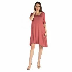 Women's 24seven Comfort Apparel Roundneck Flared Shirtdress With Pockets Black 11 Women's 24seven Comfort Apparel Roundneck Flared Shirtdress With Pockets Black -Waverly Shop unnamed file 1378