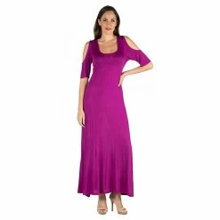 Women's 24seven Comfort Apparel Scoopneck Cold-Shoulder Maxi Dress Jade -Waverly Shop unnamed file 1405