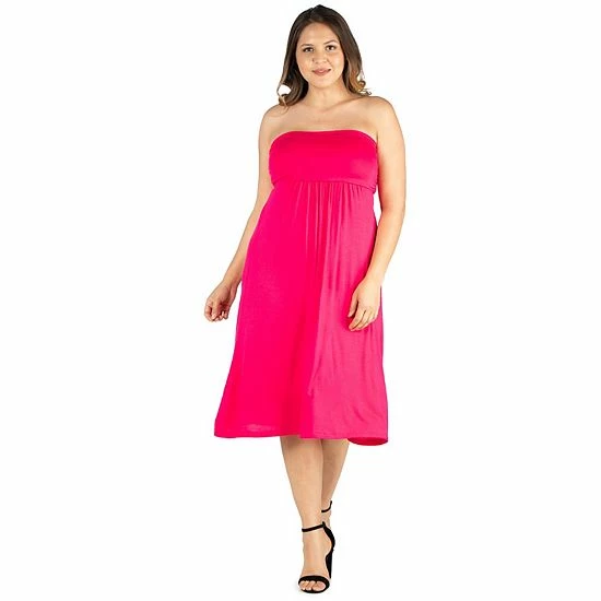 Plus Size 24seven Comfort Apparel Knee Length Strapless Mini Dress Orange 7 Plus Size 24seven Comfort Apparel Knee Length Strapless Mini Dress Orange - Image 7