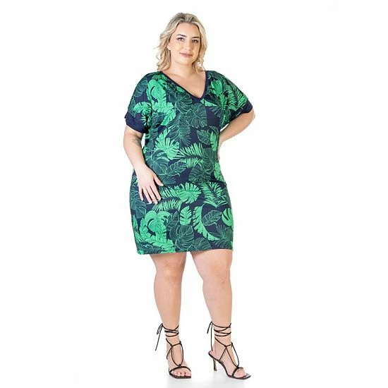 Plus Size 24Seven Comfort Apparel Casual Knee Length Shirtdress Turq Navy 3 Plus Size 24Seven Comfort Apparel Casual Knee Length Shirtdress Turq Navy - Image 3