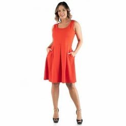 Plus Size 24seven Comfort Apparel Sleeveless Fit And Flare Dress With Pockets Turquoise -Waverly Shop unnamed file 1449