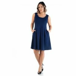 Plus Size 24seven Comfort Apparel Sleeveless Fit And Flare Dress With Pockets Turquoise -Waverly Shop unnamed file 1450