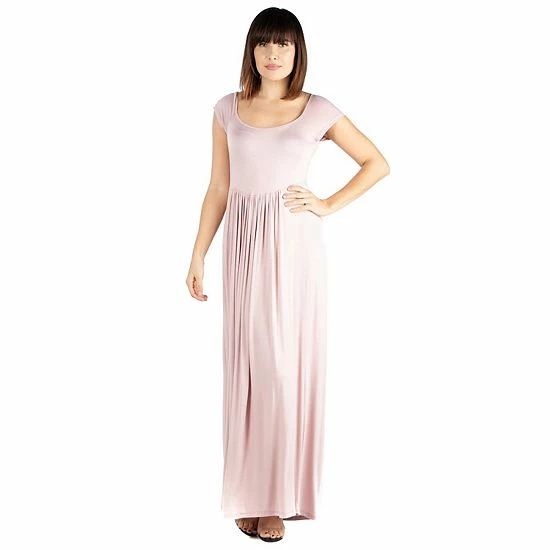 Womens' 24seven Comfort Apparel Short Sleeve Pleated Empire Waist Maxi Dress Blue 1 Womens' 24seven Comfort Apparel Short Sleeve Pleated Empire Waist Maxi Dress Blue