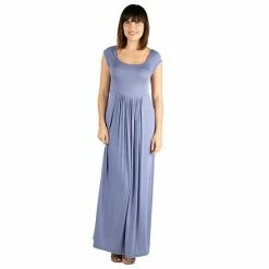 Womens' 24seven Comfort Apparel Short Sleeve Pleated Empire Waist Maxi Dress Blue 10 Womens' 24seven Comfort Apparel Short Sleeve Pleated Empire Waist Maxi Dress Blue -Waverly Shop unnamed file 1473