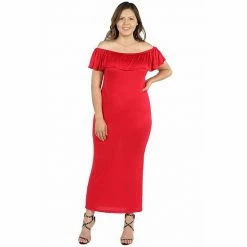 Plus Size 24seven Comfort Apparel Ruffled Off-The-Shoulder Maxi Dress Red 11 Plus Size 24seven Comfort Apparel Ruffled Off-The-Shoulder Maxi Dress Red -Waverly Shop unnamed file 1489