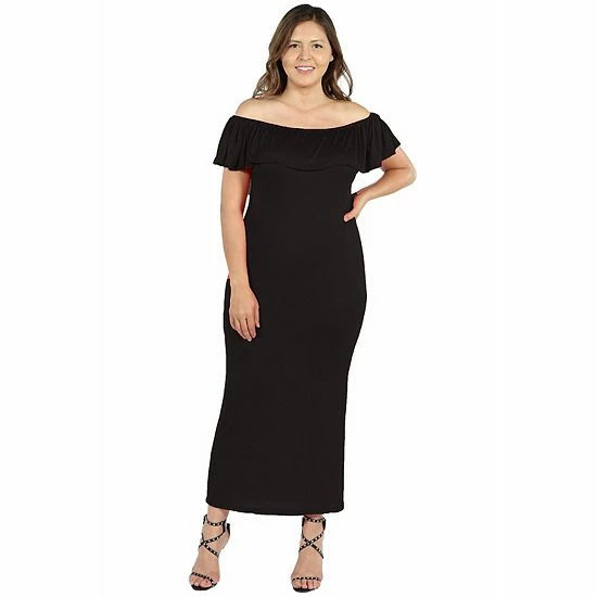 Plus Size 24seven Comfort Apparel Ruffled Off-The-Shoulder Maxi Dress Red 7 Plus Size 24seven Comfort Apparel Ruffled Off-The-Shoulder Maxi Dress Red - Image 7