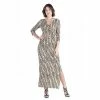 Women's 24seven Comfort Apparel V-Neck Snake Print Side Slit Wrap Maxi Dress