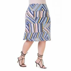 Plus Size 24Seven Comfort Apparel Geo Print Knee Length Skirt -Waverly Shop unnamed file 1522