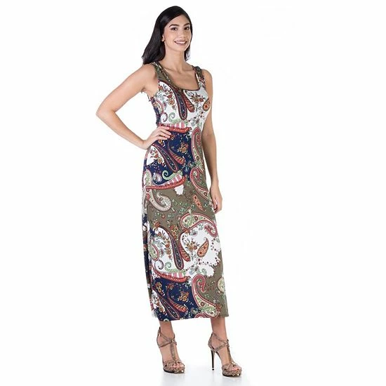 Women's 24Seven Comfort Apparel Paisley Print Racerback Tank Casual Maxi Dress 3 Women's 24Seven Comfort Apparel Paisley Print Racerback Tank Casual Maxi Dress - Image 3