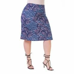 Plus Size 24Seven Comfort Apparel Navy Blue Knee Length Skirt -Waverly Shop unnamed file 1581